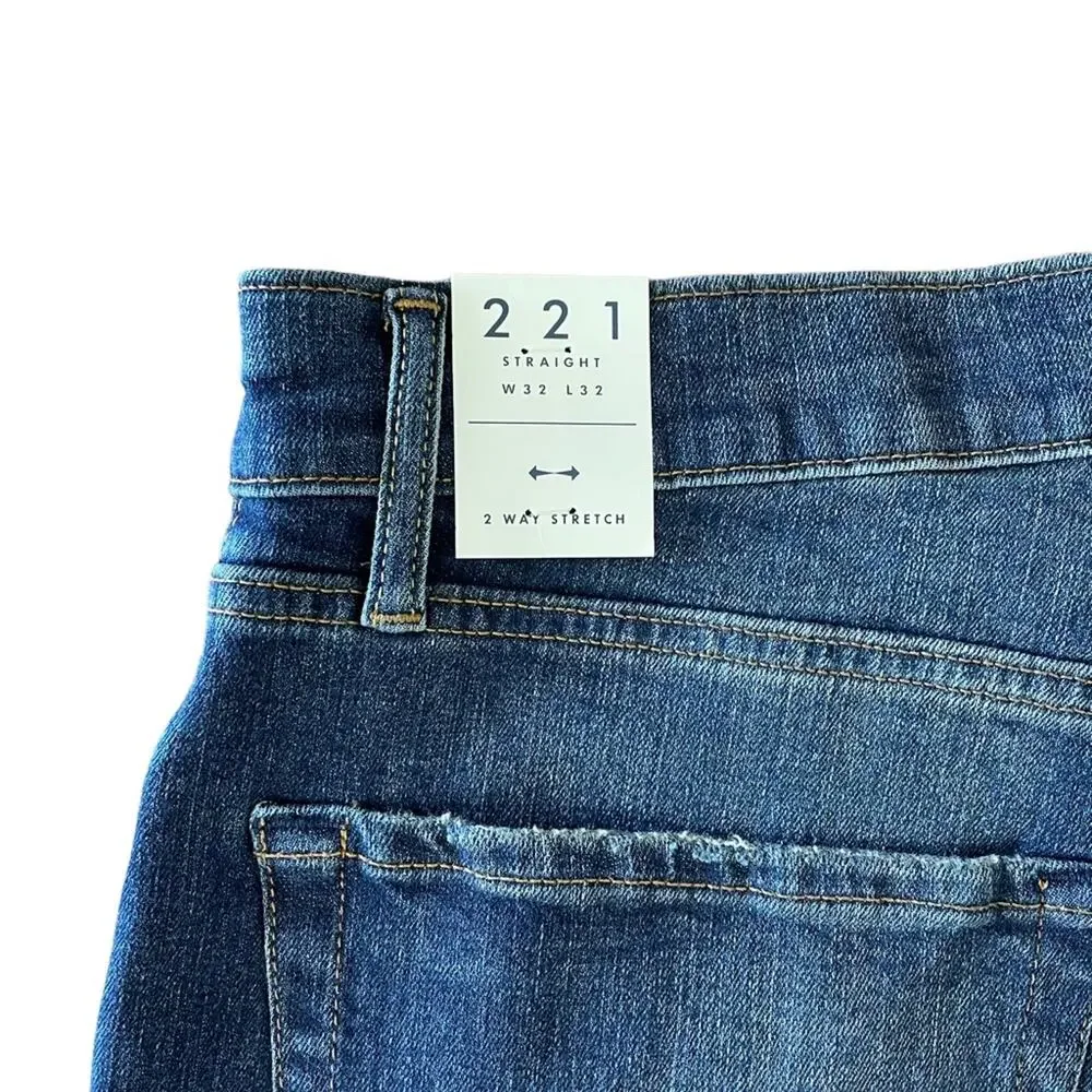 Lucky Brand 221 Classic Straight Leg Dark Wash Distressed Jeans 32x32 NWT
